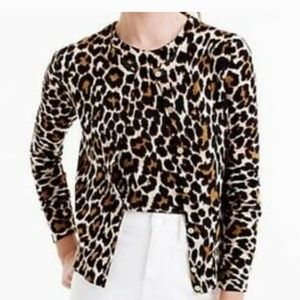 2 piece J Crew fine merino wool leopard cardigan + top